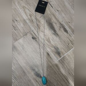 (BUNDLE ADD ON) Forever 21 Silver Necklace with Turquoise Pendant